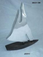 Réplique de bateau en aluminium moulé avec finition polie miroir, sculptures de décoration nautique pour la maison, sculpture de bateau en métal