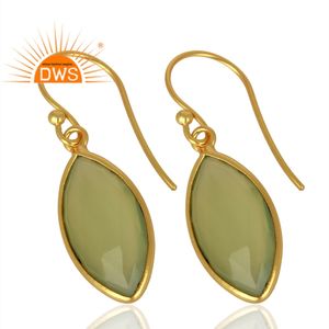 Handmade 14k Gold Plated 925 Sterling Silver Prehnite Chalcedony Gemstone Earrings Jewelry Wholesale - Product Image 2