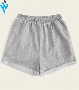 2025 nuevo diseño 100% algodón logotipo personalizado cordón cintura dobladillo enrollado venta al por mayor stock pantalones cortos de playa para dama pantalones cortos para correr - Product Image 2