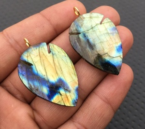 Top Qualité 2 Pièces Facettes Poire Forme Labradorite Naturelle 92.5 Pendentif En Argent Sterling Charmes En Argent Femmes Bijoux - Product Image 2