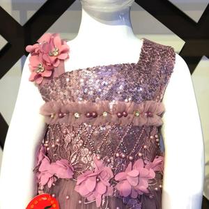 ชุดเดรสยาวถึงเข่าสำหรับเด็กผู้หญิงชุดกระโปรงยาวถึงเข่าผ้าคอตตอนแฟนซีทรงผมประดับเลื่อมสไตล์ยอดนิยมสำหรับฤดูใบไม้ผลิ - Product Image 5