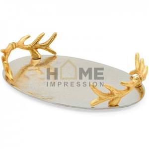 ถาดโลหะทองเหลืองชุบดีไซน์เนอร์สำหรับเสิร์ฟทุกฤดูอุปกรณ์สำหรับอาหารค่ำของตกแต่งห้องครัวสำหรับซัพพลายเออร์ขายส่ง - Product Image 6