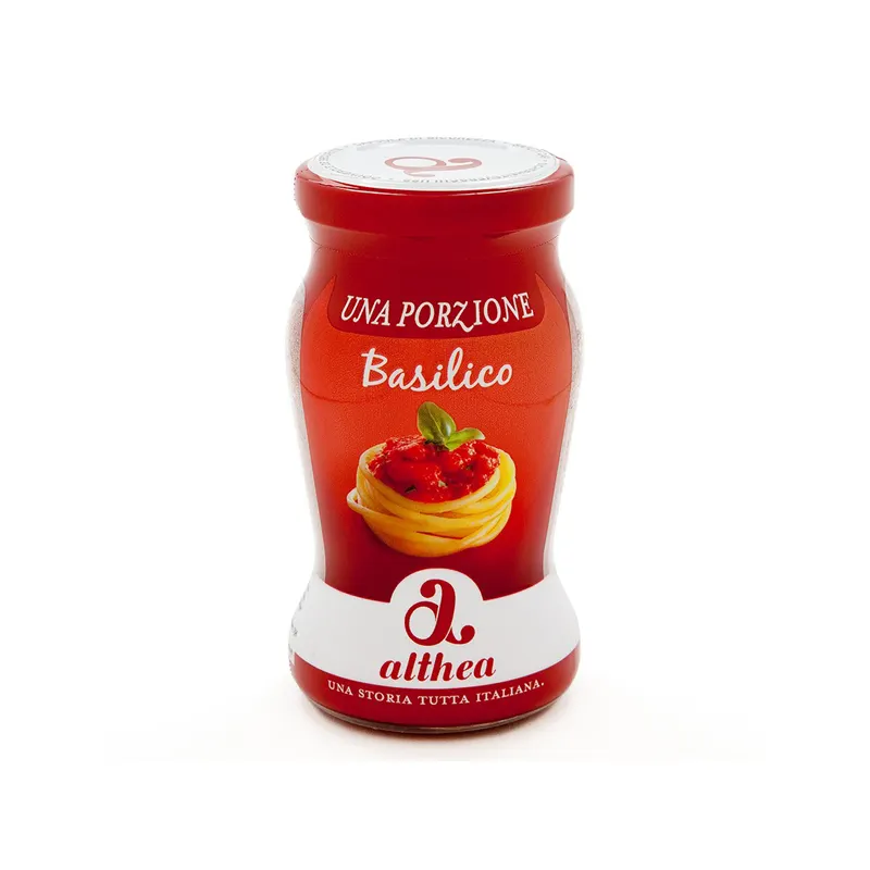 Molho de macarrão italiano do althea, com tomate e bacia em jar 12x120g sem adição de sal no ogm para exportação