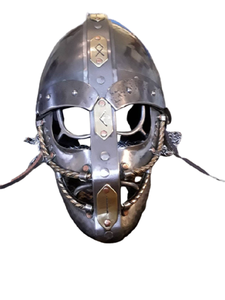 Viking/Anglo Saxon estilo casco mano de acero forjado decorado con grabado de placas de latón y hilado con cobre casco - Product Image 6
