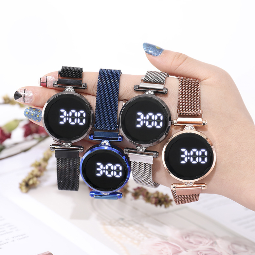 New Hot Sale LED Digital Electronic Wrist Watch Magnet Buckle Strap Ladies  Quartz Watch