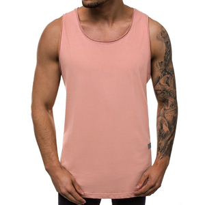 Débardeur en tricot à col rond de couleur unie pour homme, vêtement décontracté rose - Product Image 1