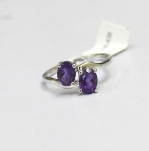 92.5 argent Sterling naturel violet améthyste à facettes forme ovale pierre précieuse à la main belle bague en gros - Product Image 3