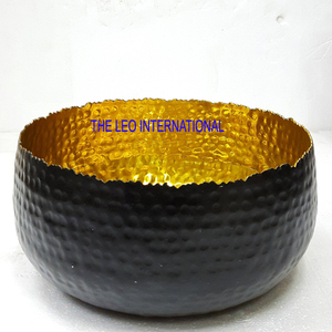 Juego de 3 cuencos con textura martillada chapada en negro dorado, diseño de forma redonda de Metal de aluminio, cuenco decorativo para el hogar - Product Image 5