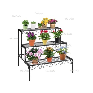 Support de jardinière de couleur noire en fer forgé pour la décoration de jardin - Product Image 3