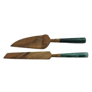 Acacia Wood & Resin Handle Desert Cake Server & Knife Set Hot Selling 2024 Kitchen <b>Tools</b> Cake <b>Tools</b> - Product Image 1