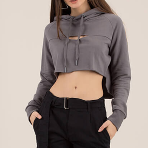 Nouveaux sweats à capuche courts à manches longues avec Logo personnalisé pour femmes - Product Image 5