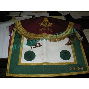 Kit de delantal de tela Scottish Master Mason con cuadrado bordado a mano y logotipo de brújula en la solapa del babero - Product Image 5