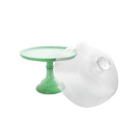 Support à gâteau écologique en fer doré et verre avec dôme en verre et logo personnalisé - Fabrication en gros