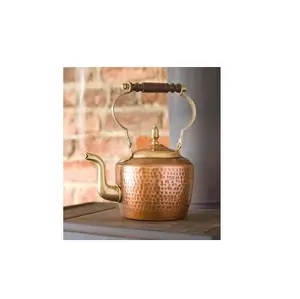 铜水壶烹饪精致茶壶顶部手柄厚实心锤铜水壶包装彩色手柄