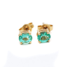 Précieux de haute qualité émeraude pierres précieuses 14k solide or jaune fait à la main femmes boucles d'oreilles bijoux pour la vente en gros - Product Image 1