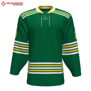 เสื้อฮอกกี้น้ำแข็งสีเขียวแบบสั่งทำเสื้อเจอร์ซีย์พิมพ์ลายด้วยความร้อนชุดฝึกทีมโลโก้ตามสั่ง - Product Image 5