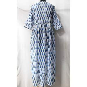 Robes décontractées de créateur moderne tendance pour femmes en pur coton imprimé à la main tissu floral à manches longues Kurtis au sol - Product Image 2