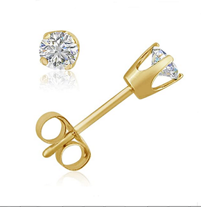 Pendientes de oro de 14 quilates de corte redondo, conjunto de pendientes de diamante solitario para damas, 1 de 0,30 quilates, 2, 1, 0, 30CT - Product Image 1