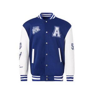 OEM Custom Logo <b>Varsity</b> <b>Jacket</b> Winter Baseball Letterman Plus Size Chenille Patches Embroidery Sheep Fur Leather Button Decor - Product Image 6