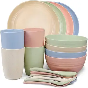 Good price Designed for healthy family life cutlery set bowl wheat straw dinner plates wheat straw dinnerware sets