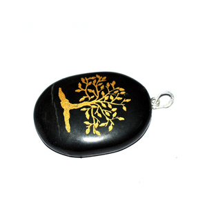 Piedras grabadas de cristal Piedra grabada personalizada Colgantes de luna de árbol de jaspe negro en Low Pirice - Product Image 1