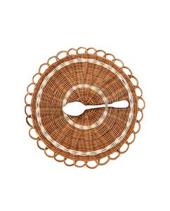 Meilleure vente de napperons de luxe en rotin vintage marron naturel Art déco vente en gros de motifs ovales carrés tissés Type de tampon - Product Image 1