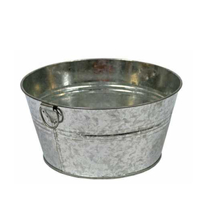 Macetero de Metal galvanizado en forma redonda, diseño antiguo, para jardín - Product Image 3
