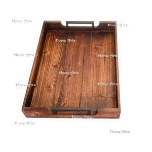 Plateau à fruits en bois tendance avec poignées en fer, qualité supérieure, taille personnalisée, plateau de service alimentaire en Inde - Product Image 5