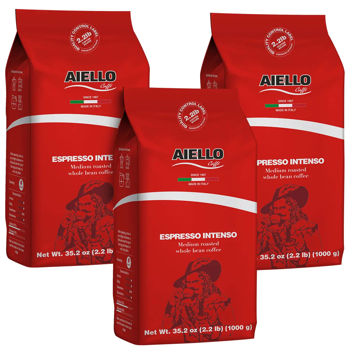 Fijnste Rank Medium Geroosterde Hele Bonen Koffie 1000gr./2.2lb-Espresso Intenso Export Verkoop