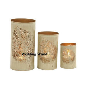 Portavelas de Metal de diseño tradicional hecho a mano, soporte votivo decorativo de Color verde para mesa de casa - Product Image 4