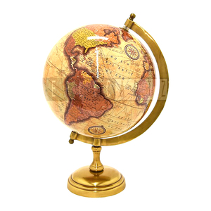 Globo Terráqueo Antiguo Internacional Maximus con Base de Latón, Estilo Art Deco, Ecológico, Vintage, Decorativo para Escritorio, Hogar, Oficina, Biblioteca - Product Image 1
