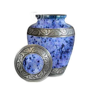 Blue Marble Brass Cremation Urn <b>for</b> Human <b>Ashes</b> Adult Memorial Metal Funeral Urn Decorative <b>Keepsake</b> Storage Container - Product Image 1
