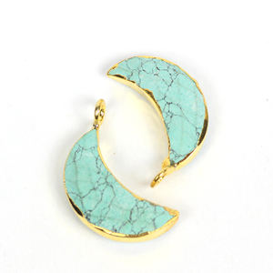 Bleu Howlite Turquoise 20x8 demi-lune pendentif boucle unique connecteur charme croissant forme pierre précieuse pour enfants Christian Made - Product Image 2