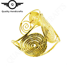 Bracelet manchette en fil métallique plaqué or et laiton de qualité artisanat motif pince à cravate pour femmes hommes filles d'Inde - Product Image 6