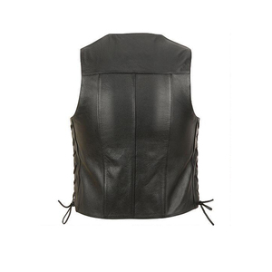HILV03 Gilet de motard en cuir véritable personnalisé de meilleure qualité avec sangles latérales croisées Gilets de moto XXL - Product Image 2