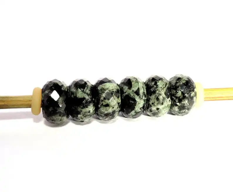 Зеленые и черные турмалиновые круглые бусины с большим отверстием 14x8 мм с отверстием 5 мм