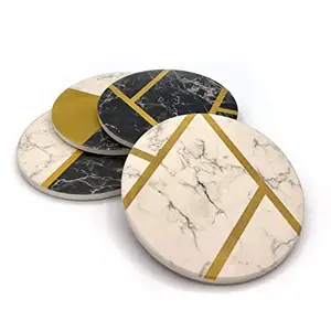 Marble Coaster Hình Dạng Tròn Đế Lót Ly Bằng Đá Cẩm Thạch Bia Thăng Hoa Mô Bảng Đế Lót Ly Với Vàng Cho Đồ Uống Cho Kích Thước Tùy Chỉnh