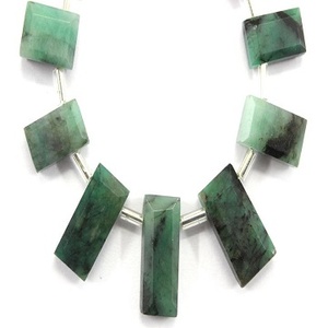 17 piezas de piedras preciosas de Esmeralda natural facetadas en forma de rectángulo para hacer joyas, pulsera, collar hecho a mano - Product Image 1