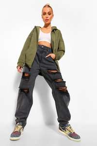 เสื้อมีฮู้ดมีซิปแฟชั่นสำหรับผู้หญิง, เสื้อกันหนาวถักแบบมีฮู้ดสำหรับผู้ชายทรงโอเวอร์ไซส์ - Product Image 3