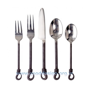 <b>Vintage</b> Rustic Look Stainless Steel Twisted Leaf End Handle <b>Cutlery</b> <b>Set</b> and Flatware - Product Image 5