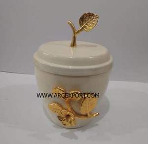 Bol à nourriture en métal vintage classique de designer avec bouton de couleur or poudré blanc, jetable pour la vente de fête, provenant de fournitures indiennes - Product Image 3