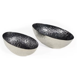 Cuenco de metal decorativo con forma ovalada, bol con forma ovalada de color negro y níquel, para mesa de uso superior, precio al por mayor - Product Image 1