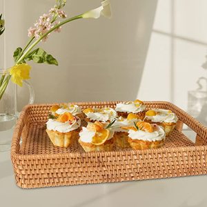 Bandeja redonda marrón de ratán para servir de alta calidad con diseño tejido, perfecta para decoración de Ramadán Eid y servir comida - Product Image 2