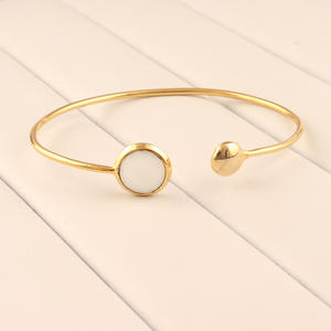 Best Quality Briolette Cut White Agate Bracelet <b>Gold</b>/silver <b>Plated</b> Professional Manufacturer Handmade Adjustable <b>Bangle</b> Bracelet - Product Image 1