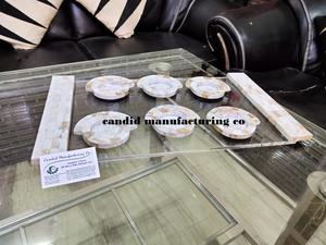 แม่ของมุกอะคริลิคถาดแม่ของมุกและเรซินที่ให้บริการถาดโรงแรม/ร้านอาหารกระดูกฝังถาดที่มีครึ่งรถไฟเหาะของขวัญ - Product Image 6