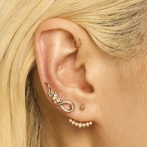 Pendientes <span class=keywords><strong>de</strong></span> Diamantes <span class=keywords><strong>de</strong></span> <span class=keywords><strong>Plata</strong></span> 925 con Bola <span class=keywords><strong>de</strong></span> Oro Sólido <span class=keywords><strong>de</strong></span> 3mm para Mujer - Product Image 2