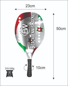 Raquettes de beach tennis personnalisées en carbone et fibre de verre avec vos logos et combinaisons de couleurs 310-330g 50cm - Product Image 1