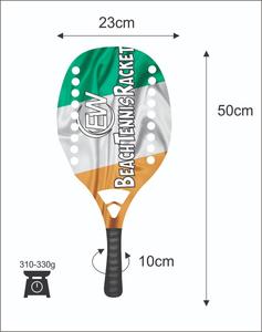 Raquettes de beach tennis avec face en fibre de carbone de 20 mm, poignée en fibre de carbone, filet en fibre de verre, poids 310-330 g, longueur 50 cm - Product Image 3