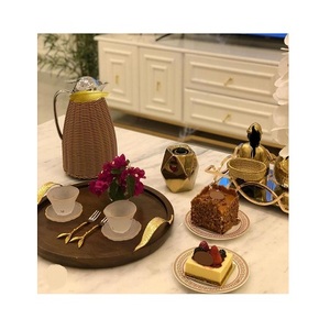 Bandeja de servicio de trabajo islámico de madera de mango, bandeja de servicio de comida de madera maciza con forma personalizada hecha a mano para gran oferta - Product Image 3