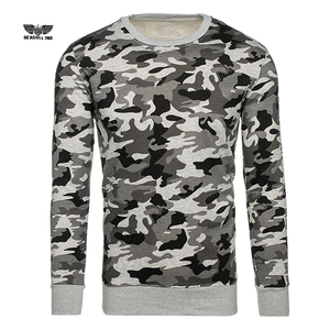 Sudaderas de lana de algodón/poliéster sin capucha Jersey ajustado Sudadera de cuello redondo camuflaje - Product Image 1